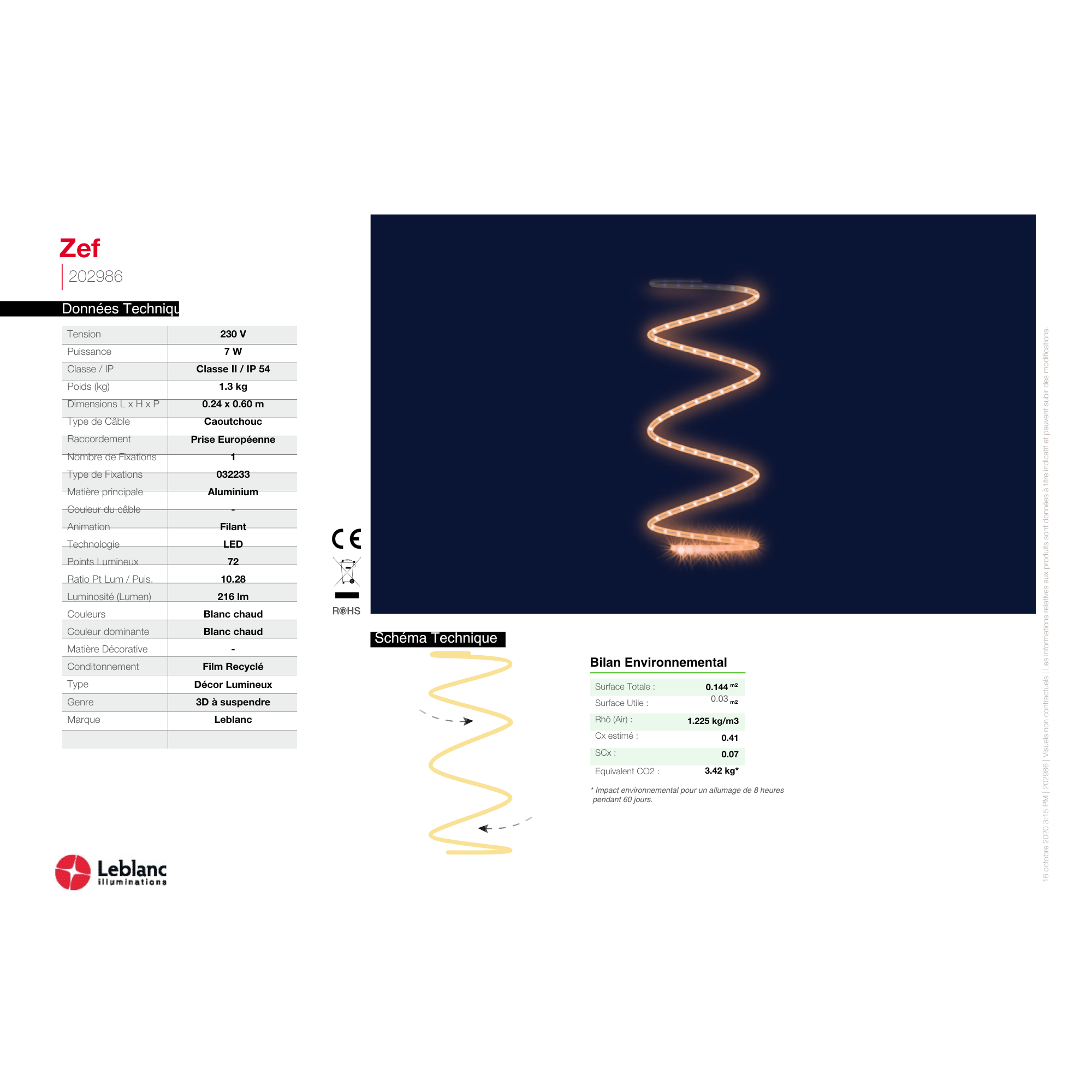 Décor de noël suspension 3D Zef H0,6 x D0,2m